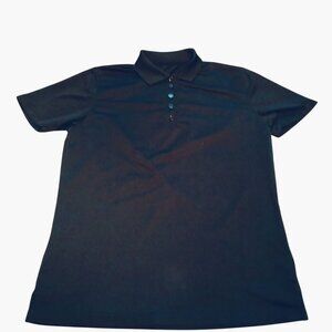 Womens Black Polo Shirt Button Placket Collar Small